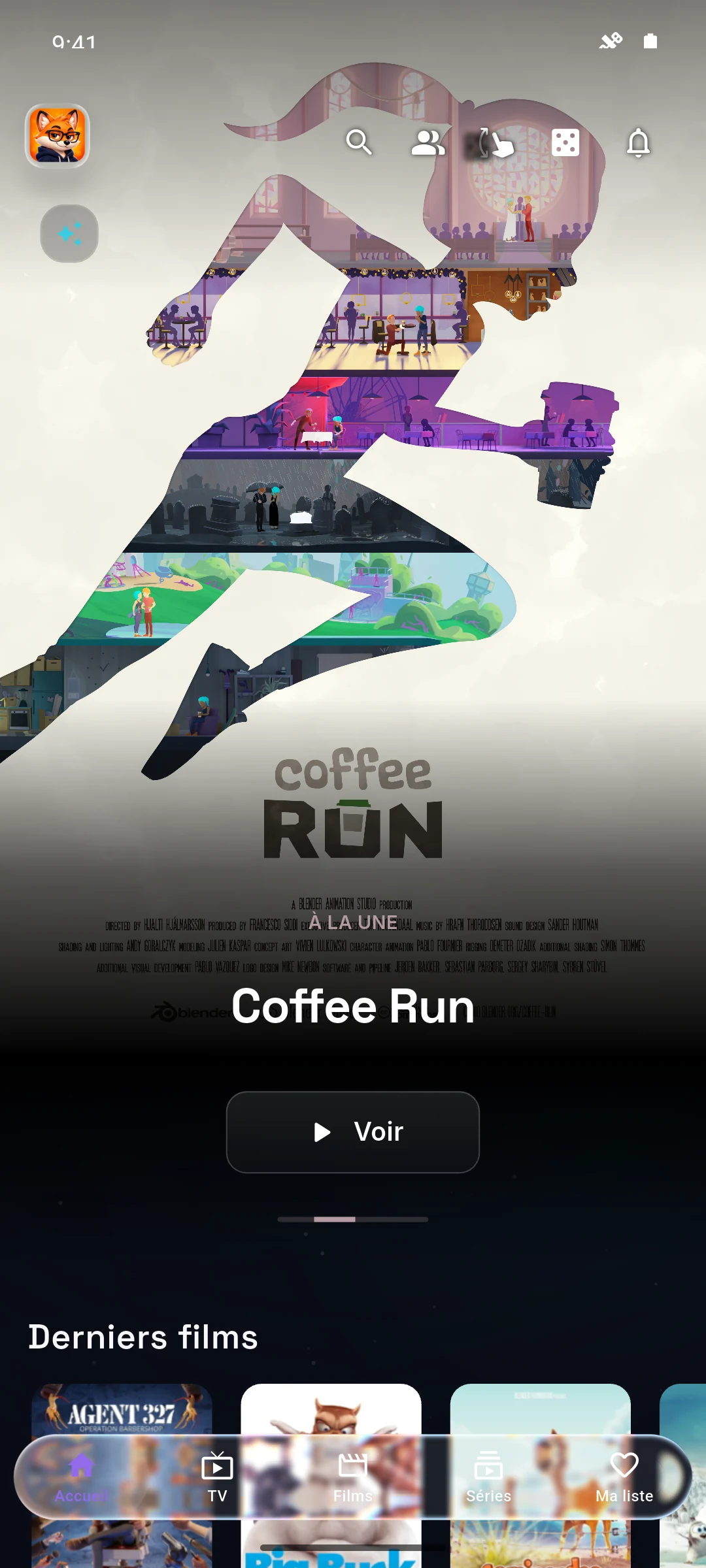 Accueil mobile de Luma, avec Coffee Run
