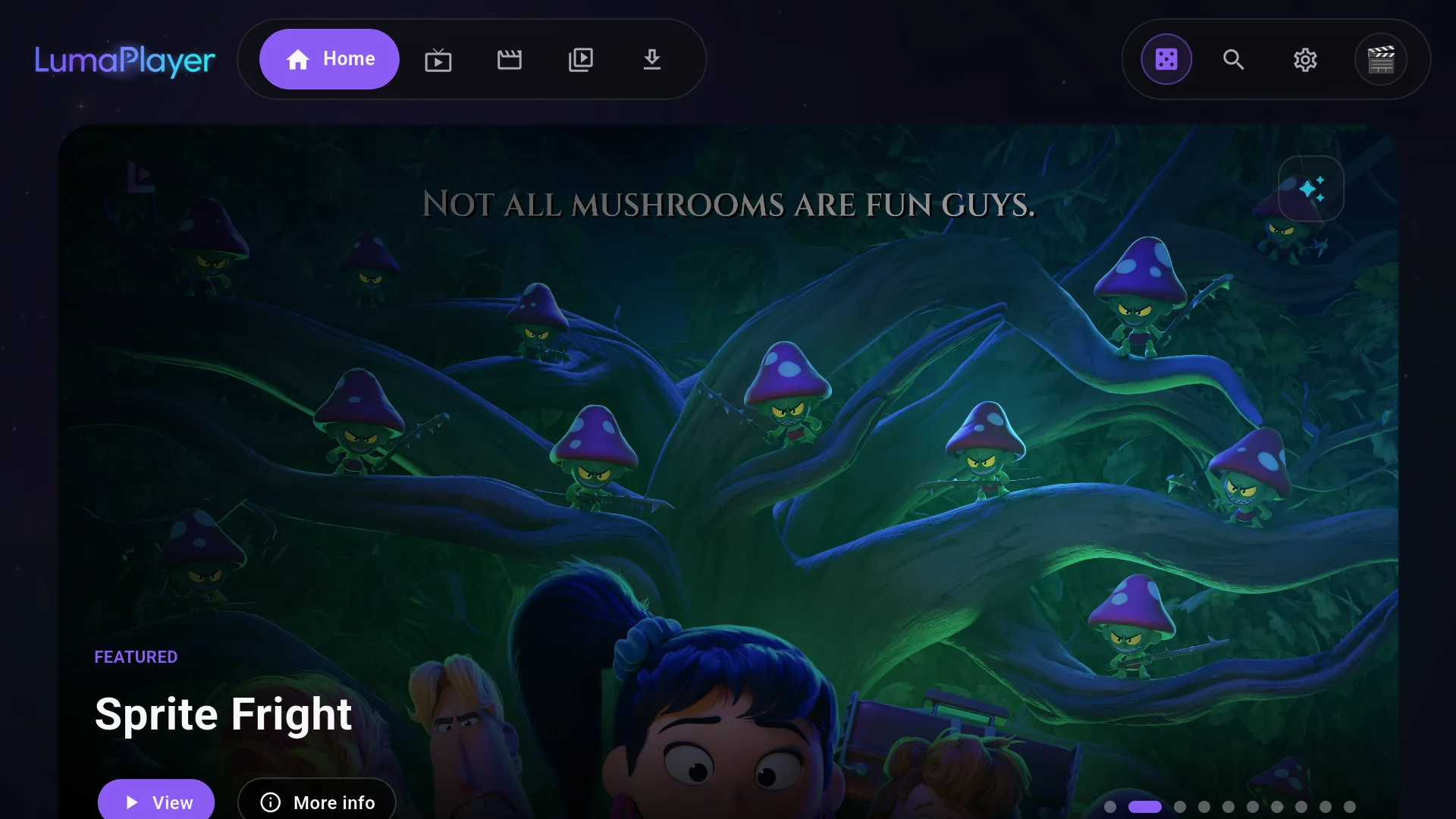Accueil réel de Luma Player sur Android TV